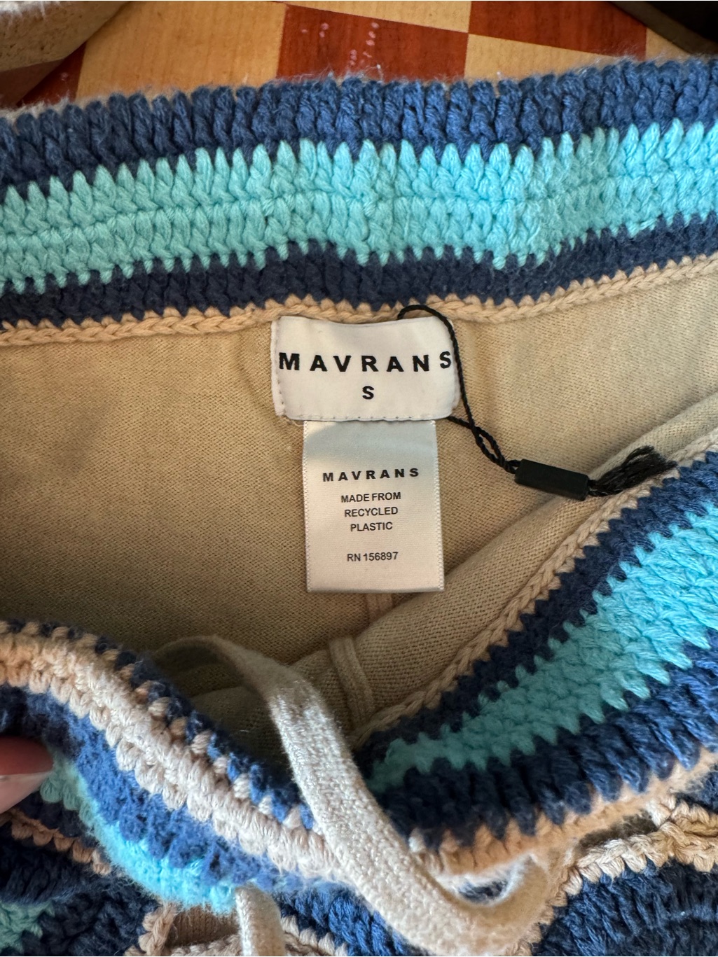 Evil Eye Knit Hybrid Shorts Blue & Cream Pattern — image 3 of 3